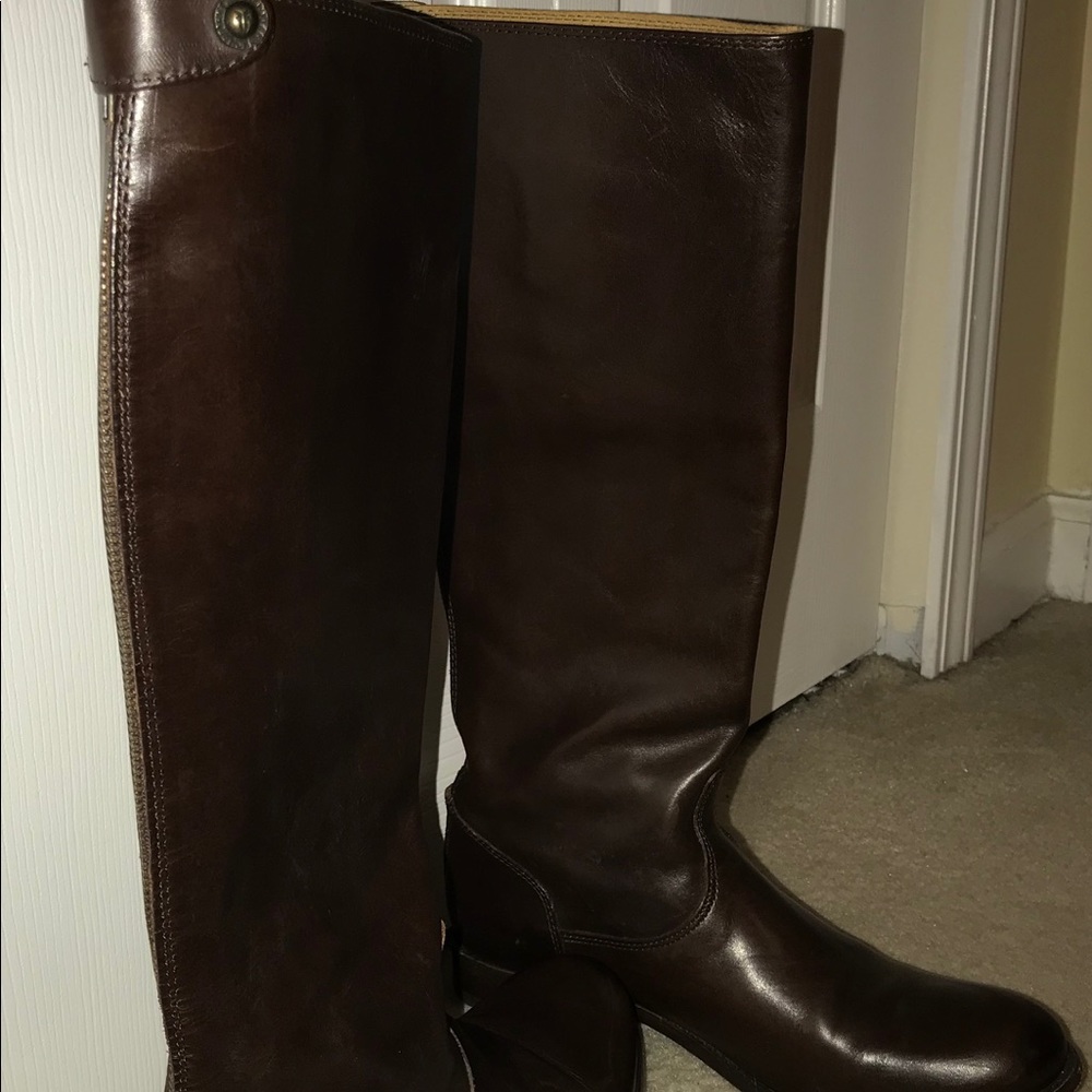 Melissa Button Back Zip Brown Boots